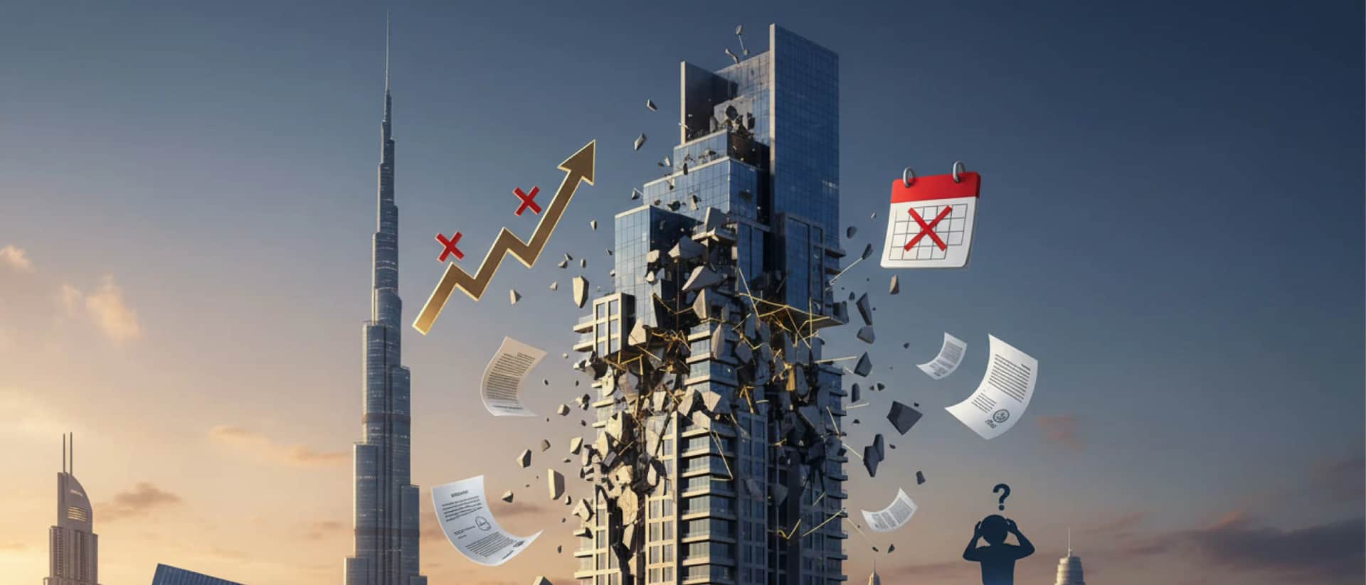 Dubai property market crash concept illustration