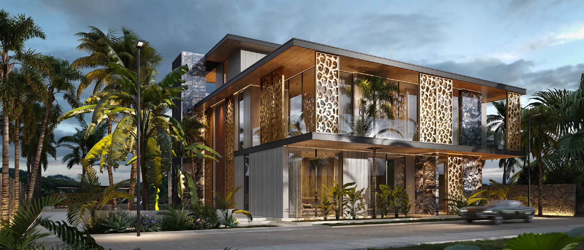 A contemporary villa with striking architectural elements