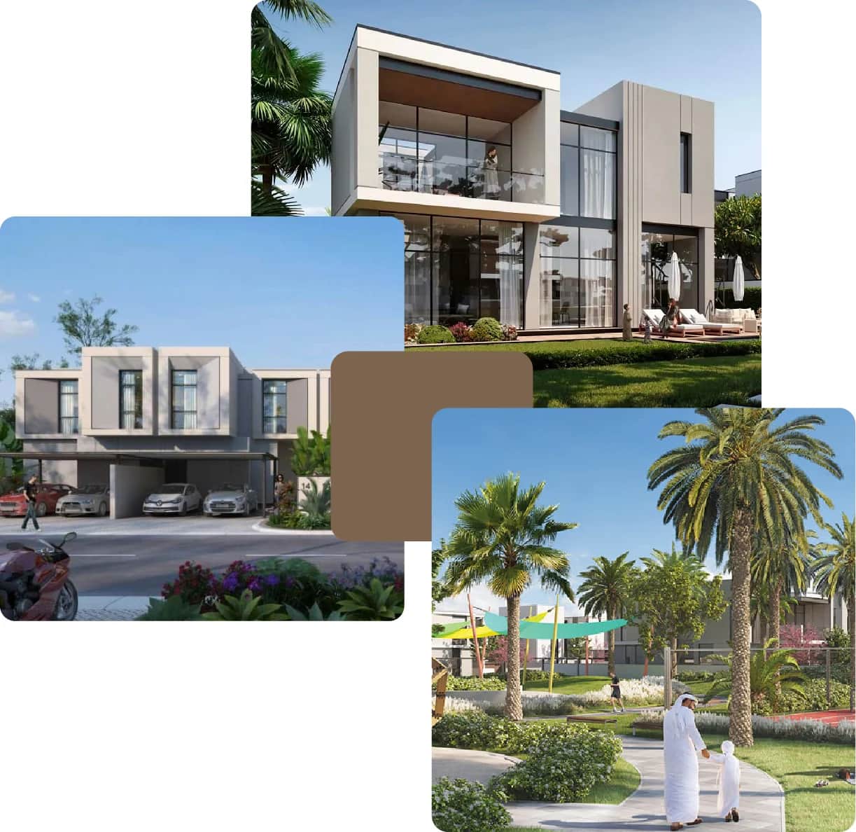 Contemporary villas and family-friendly green parks