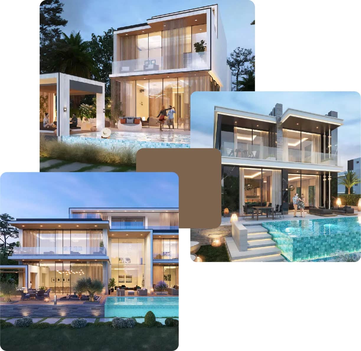 Modern villas with private pools and gardens