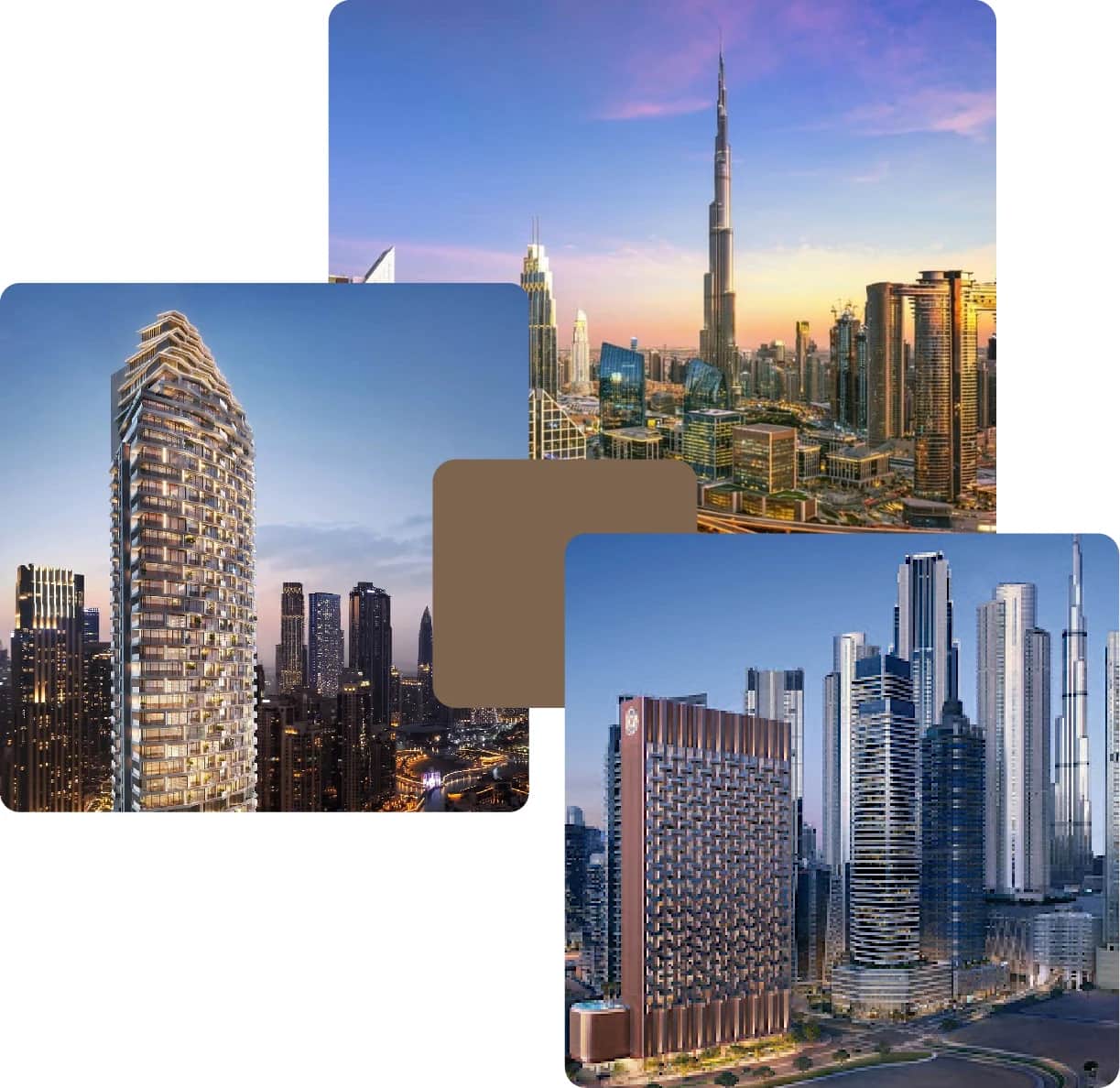 Dubai skyline featuring Burj Khalifa and skyscrapers