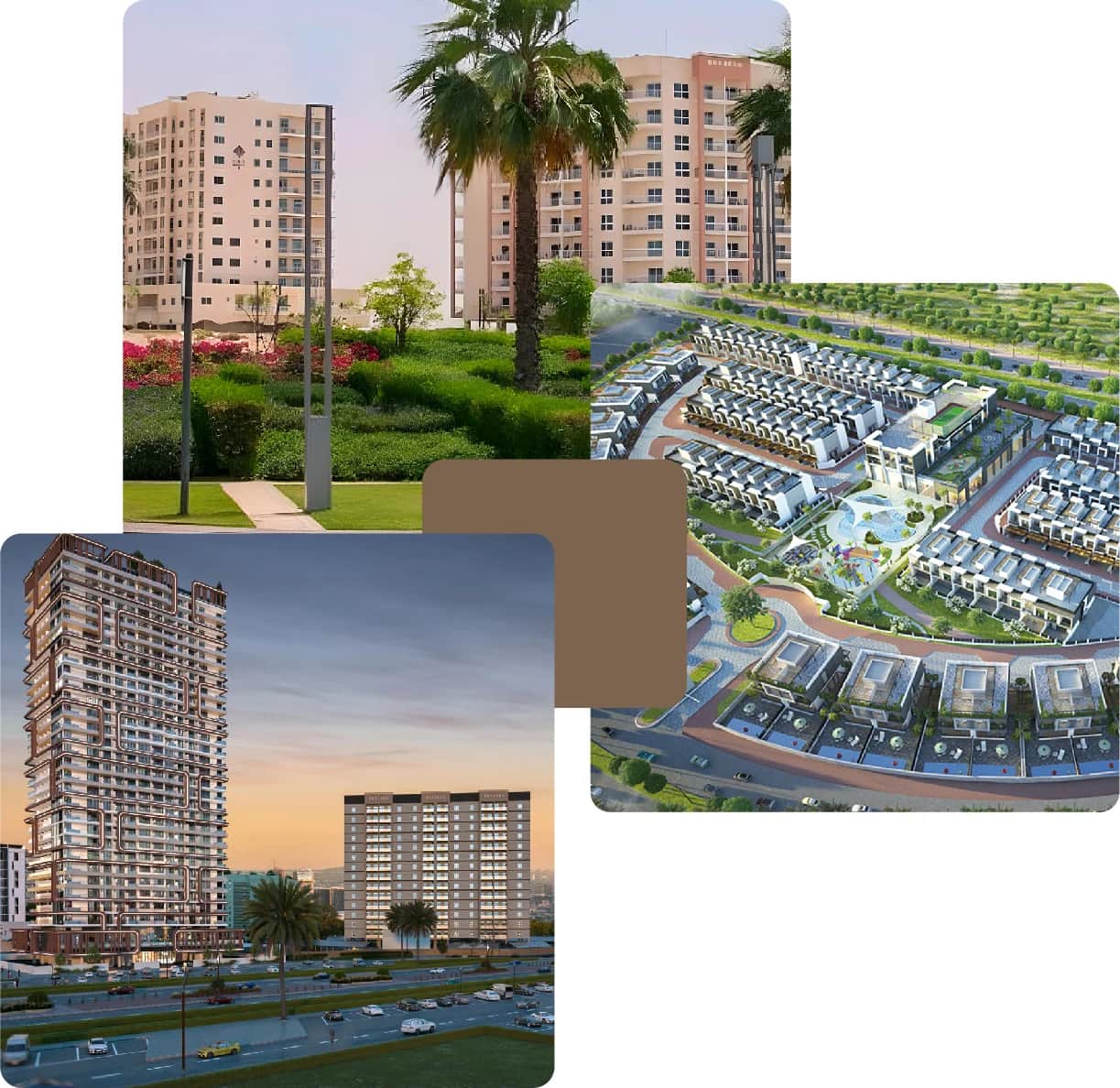 Community towers with lush greenery and walkways