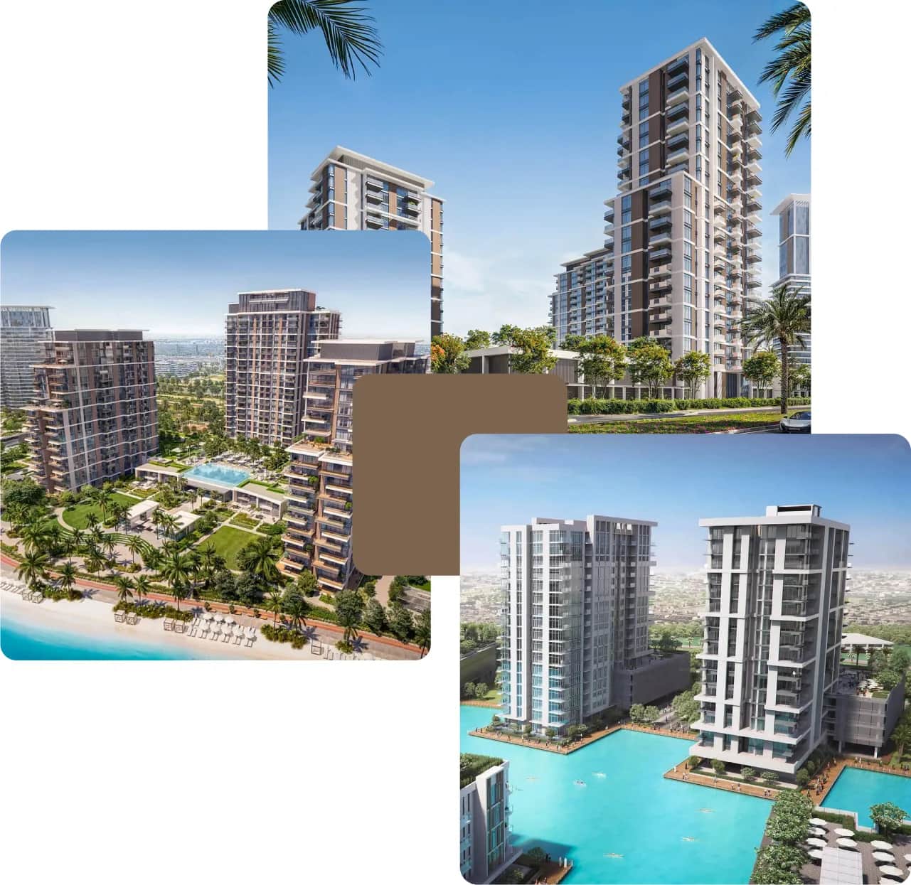 Modern lagoon-facing residential towers Dubai