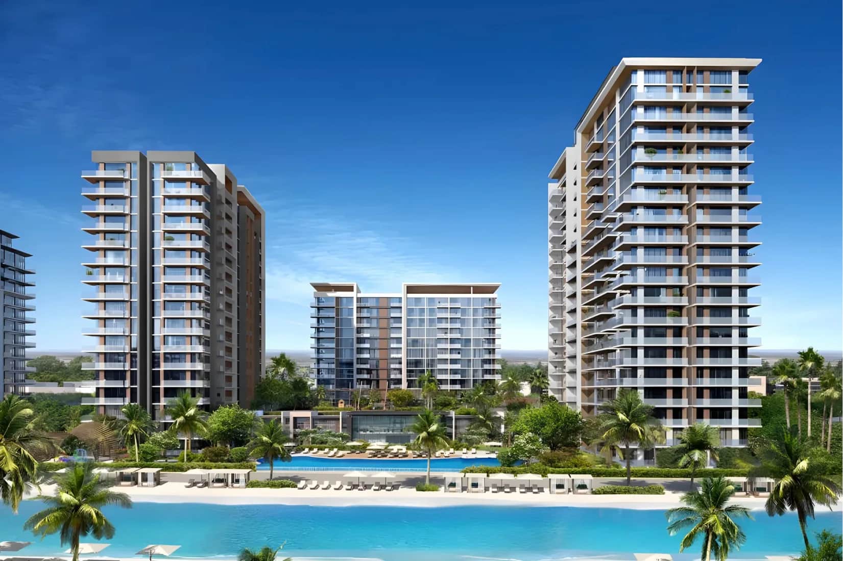 Luxury high-rise towers and modern Dubai villa