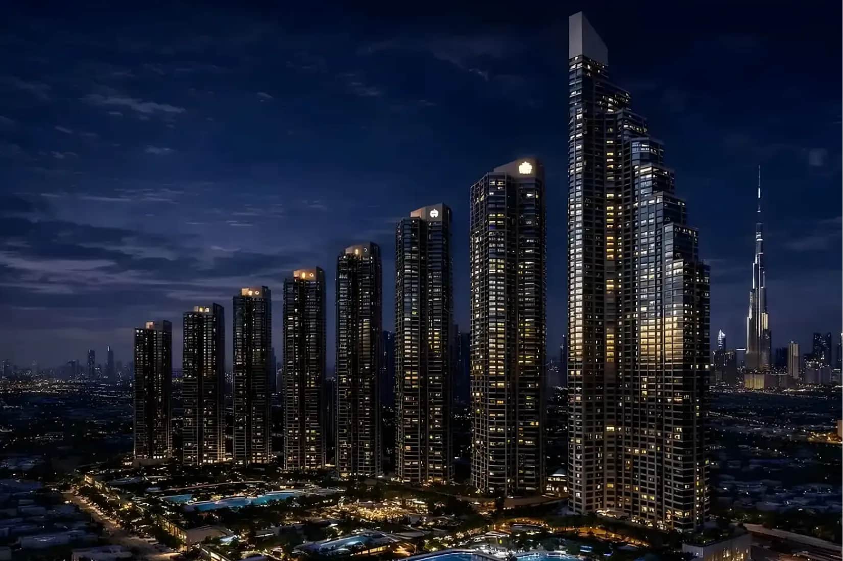 Mercedes-Benz Places tower with Burj Khalifa