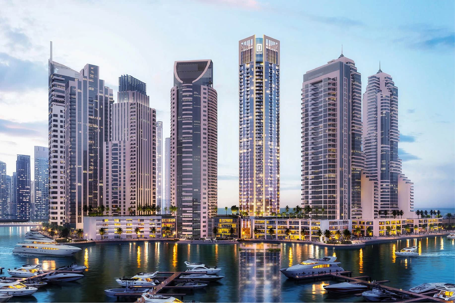 أبراج فاخرة مطلة على الواجهة البحرية مع إطلالة على اليخوت والمارينا