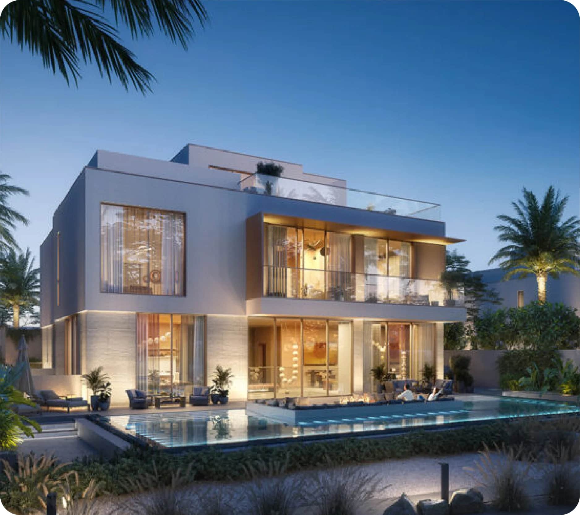 Luxury waterfront villas with serene blue lagoons