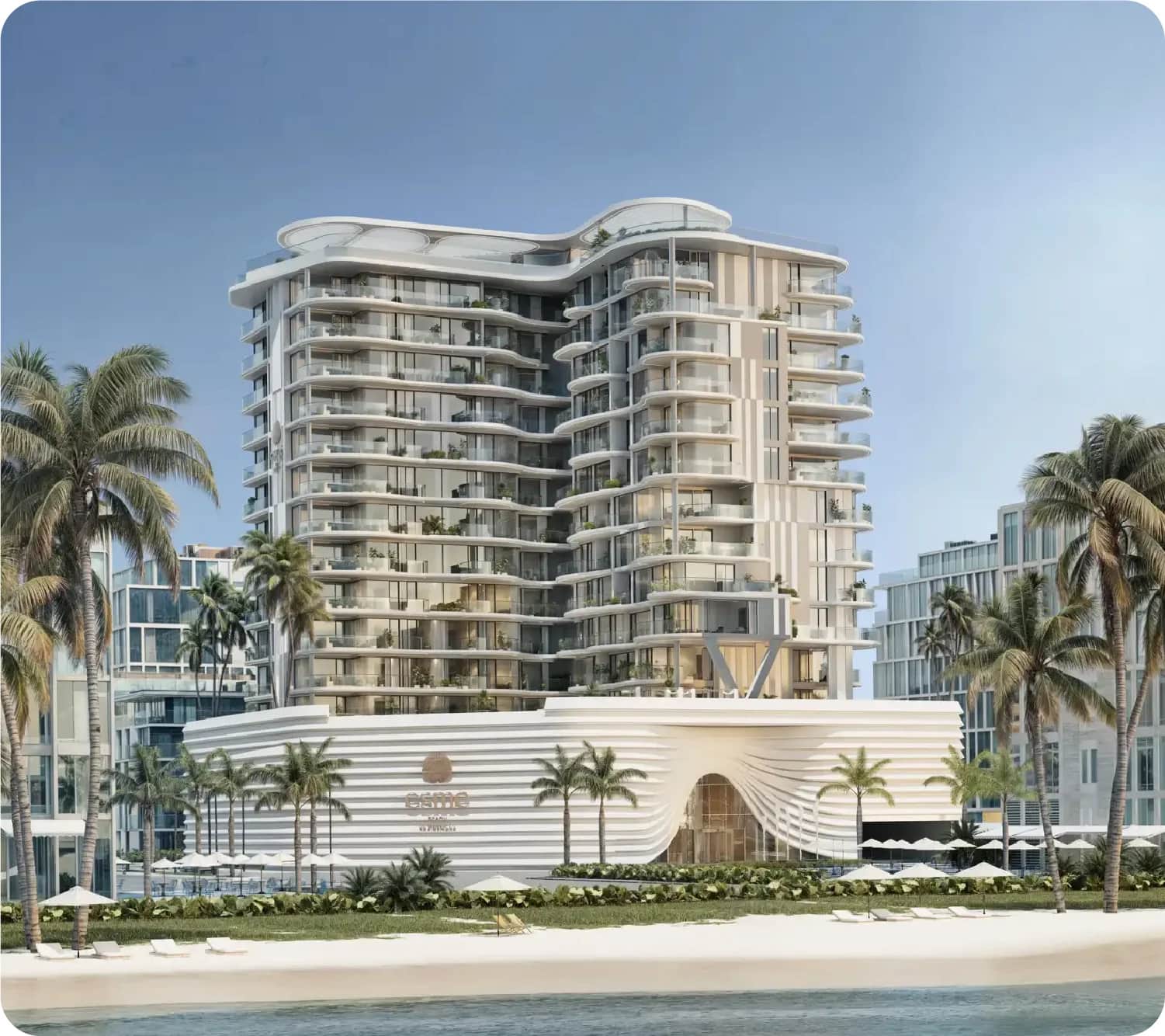 Water activities in a luxurious resort lagoon