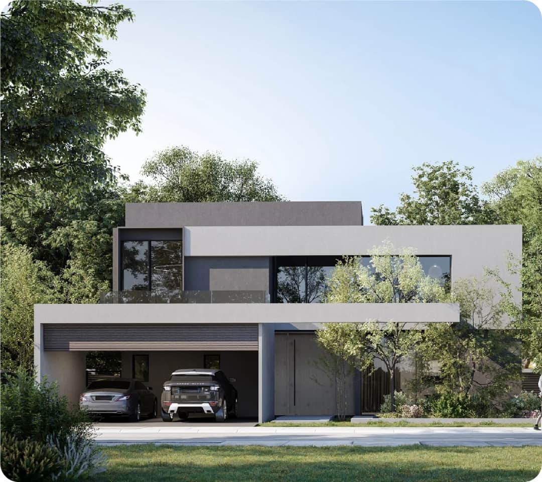 منزل دوبلكس عصري ذو هندسة معمارية أنيقة ونوافذ كبيرة