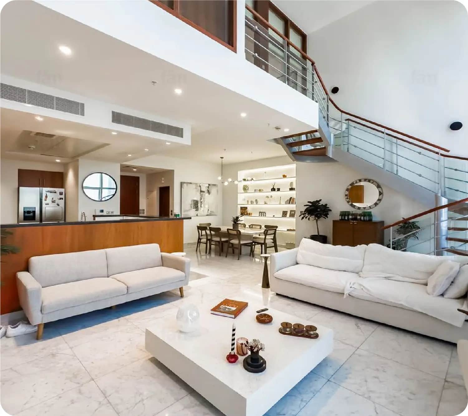 Modern duplex apartment with open space living and dining