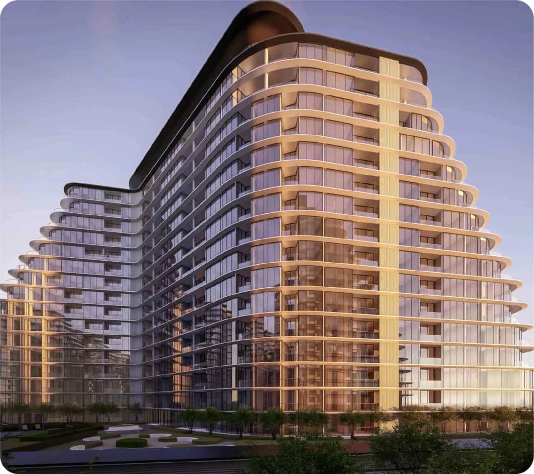 مبنى شقق حديث ذو هندسة معمارية منحنية