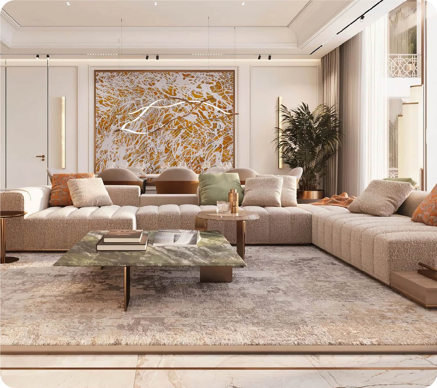 Elegant luxury living room with modern interior design