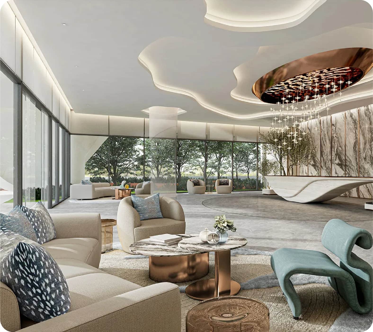 Modern lobby interior with stylish furniture