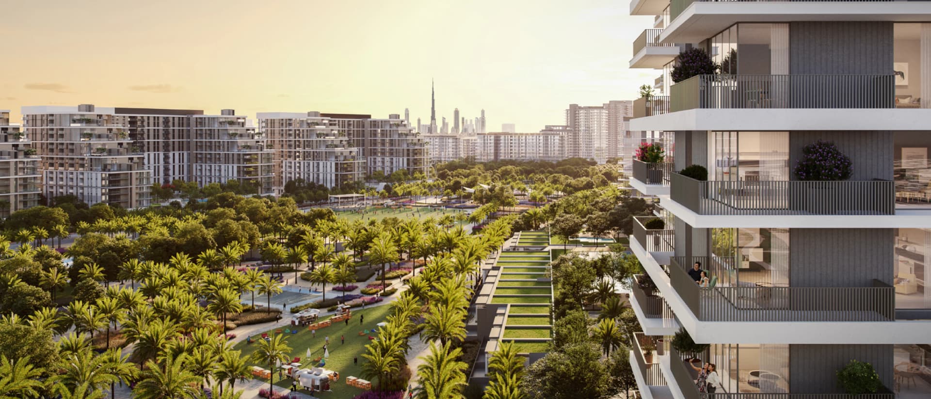 Modern apartments with scenic views and green spaces