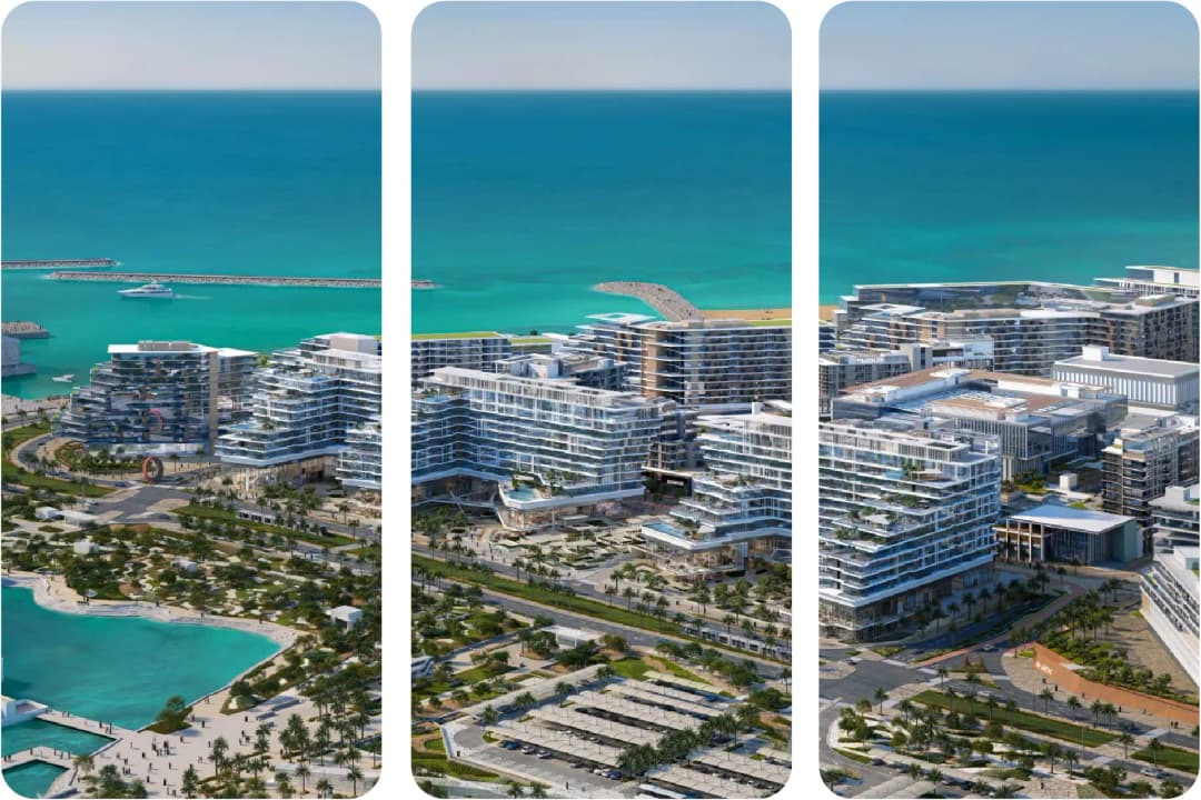 Aerial view of a luxury coastal resort complex