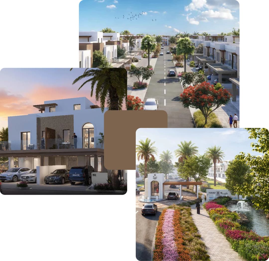 Collage of modern residential community in Dubai