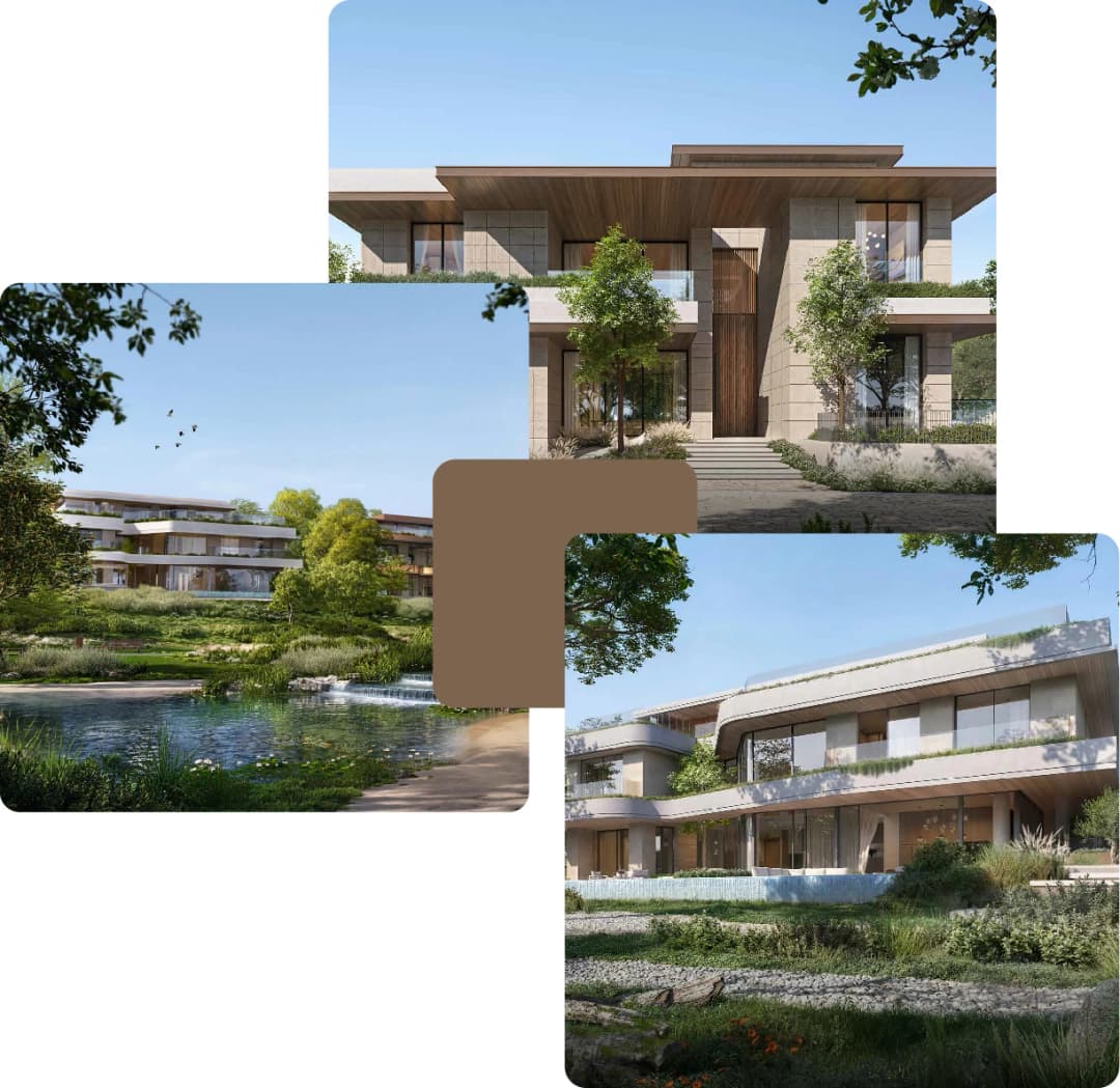 Elegant modern villas surrounded by lush nature