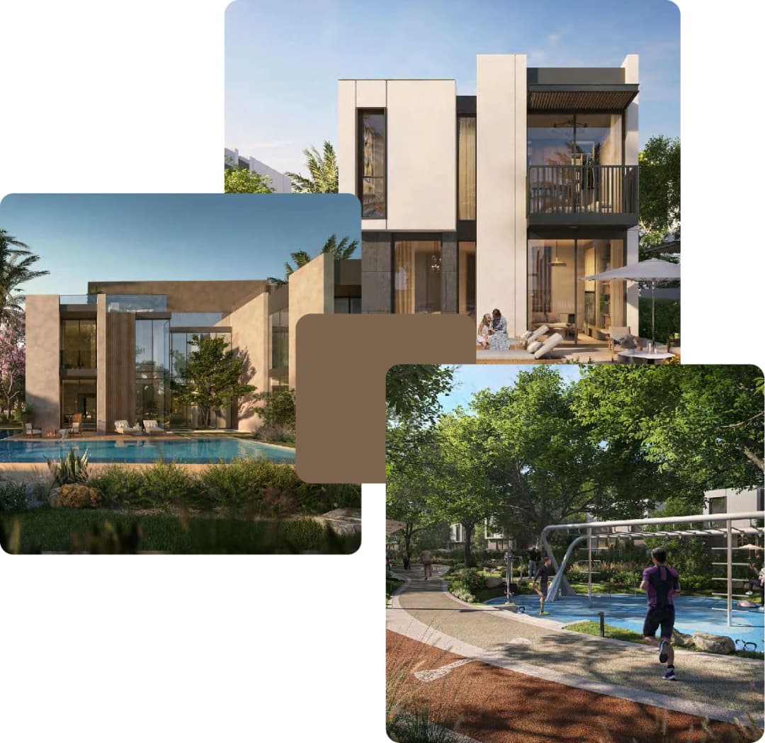 Modern villas with poolside and children’s park