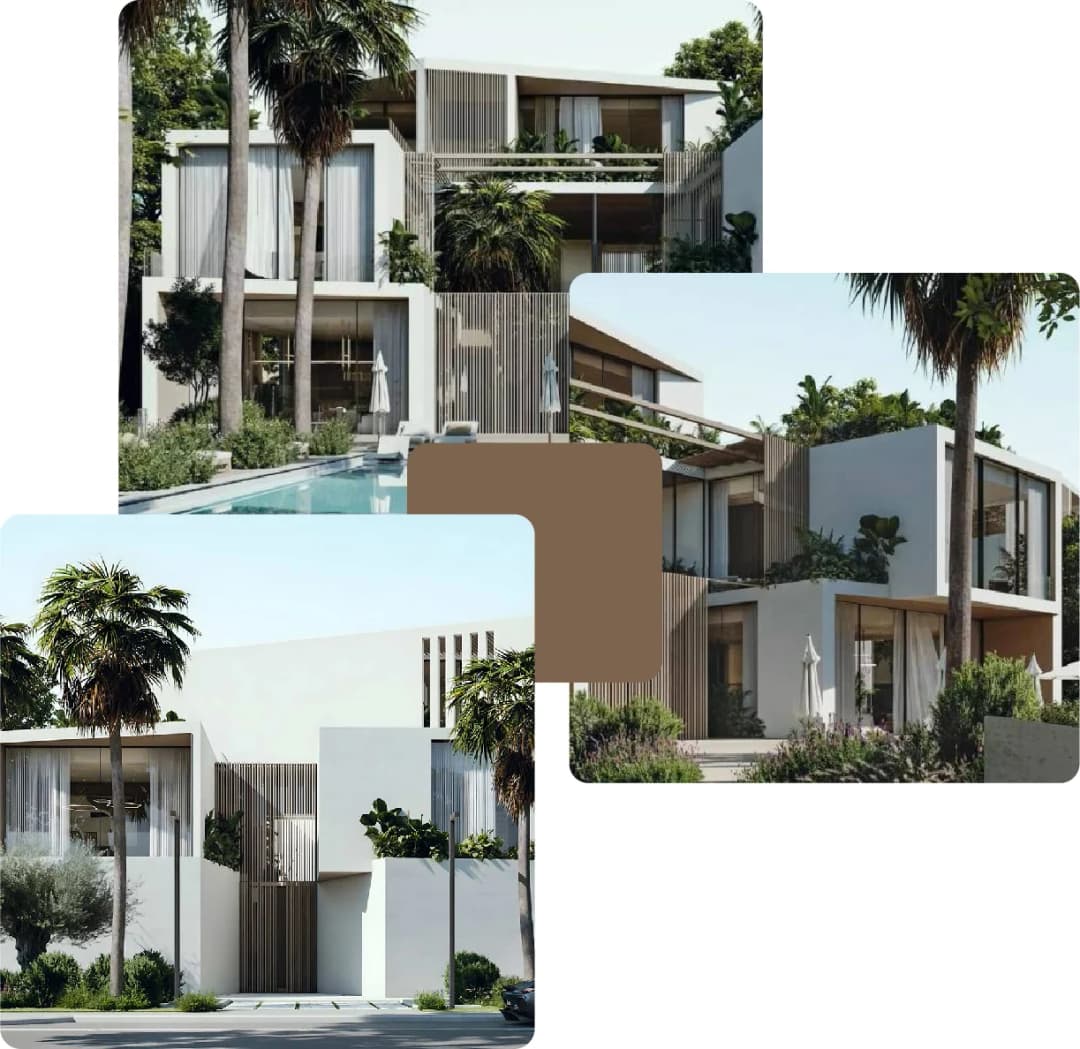 Modern villa design with a pool and elegant architectural features
