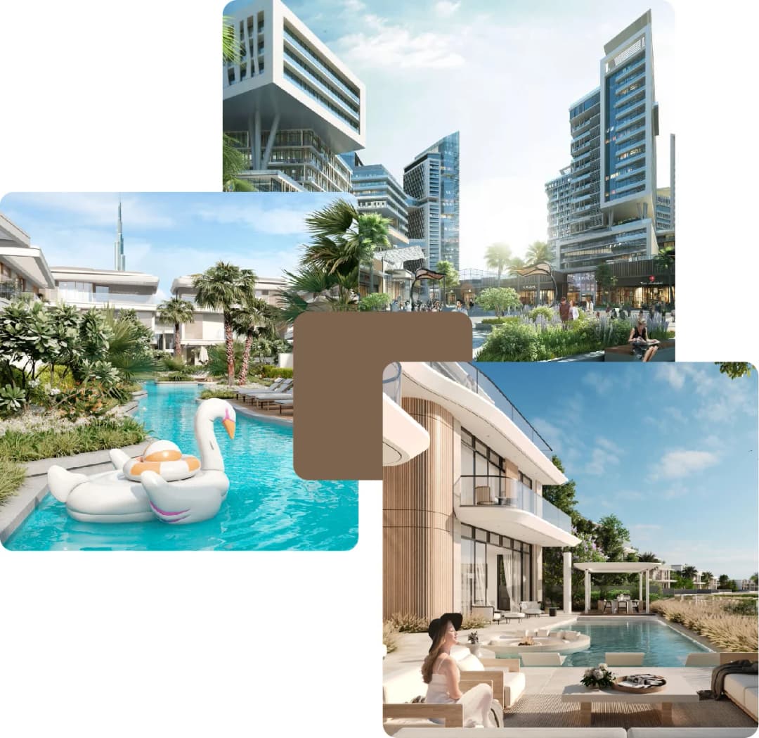 Luxurious residential pool area with modern architecture