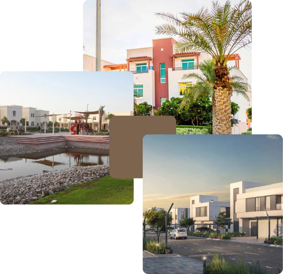 Residential villas with modern architecture and landscaped areas