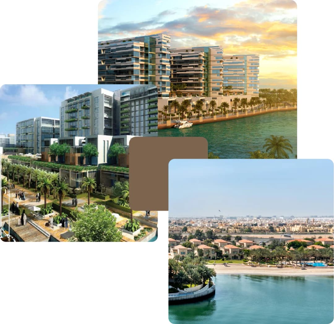 Luxury buildings near beach and green parks
