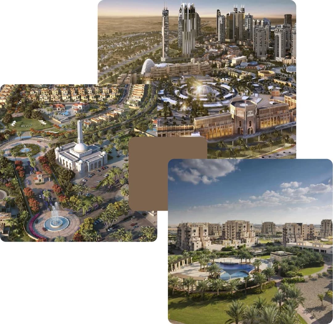 Aerial view of Dubai's skyline and residential areas