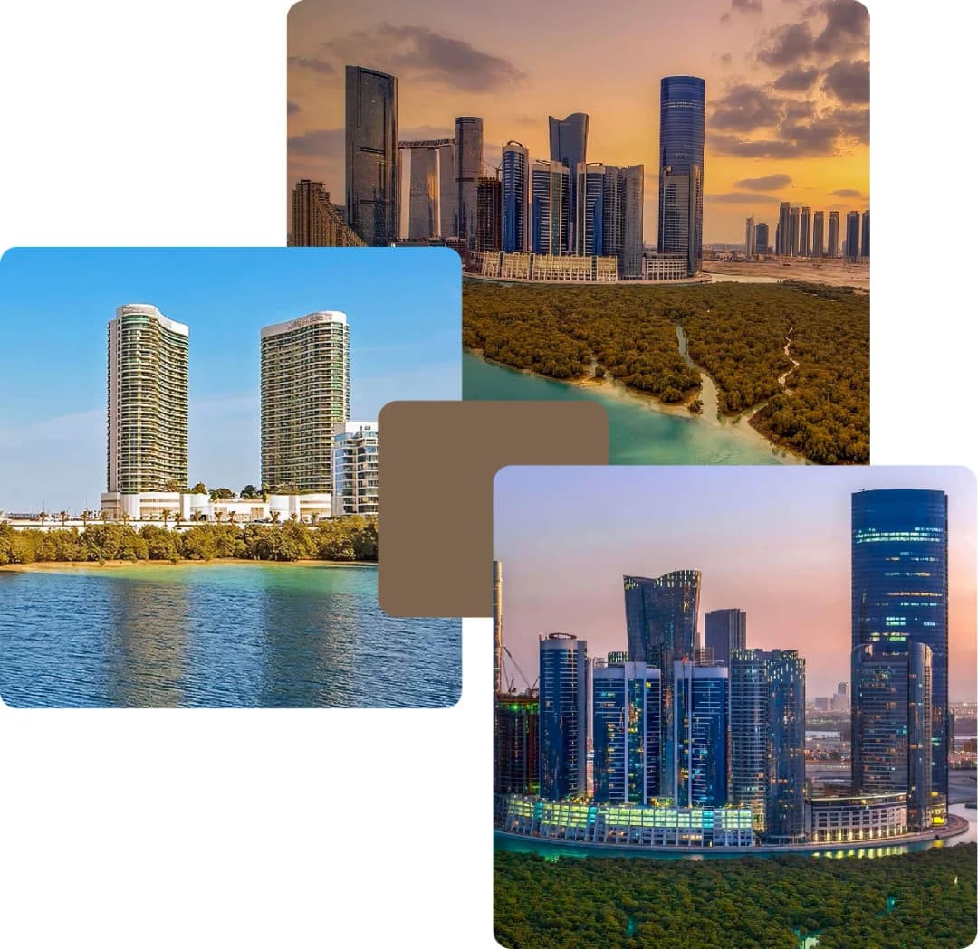 Skyscrapers near mangroves during sunset view