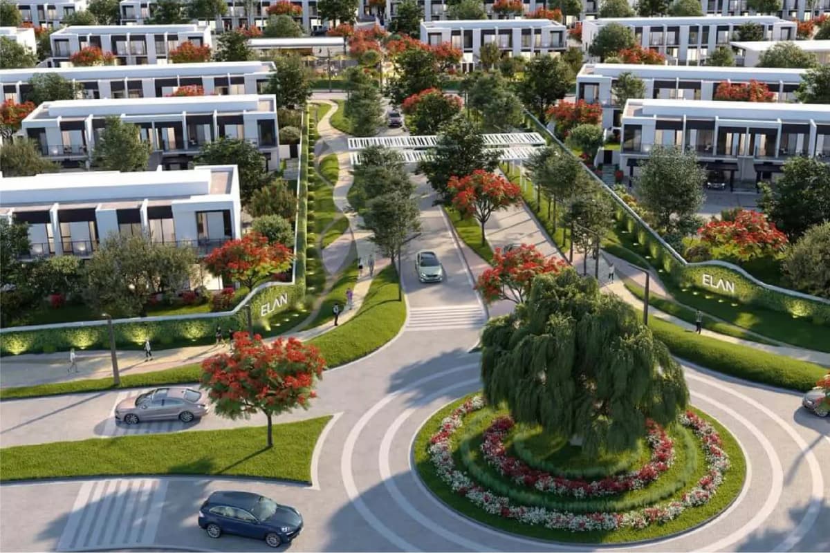 ELAN community with modern villas, gardens, and roads