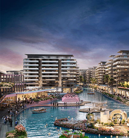 Luxurious residential development with waterfront views