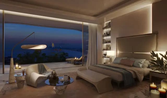 uxurious bedroom with sea view and modern decor