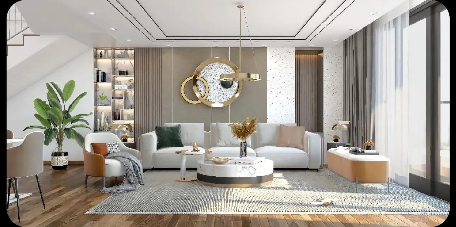 Elegant living room with modern furniture and decor