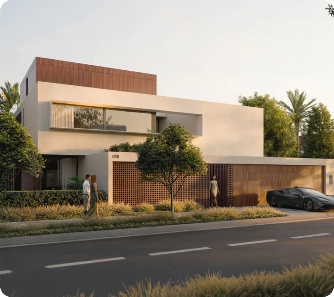 Modern villa with a pool and outdoor seating area