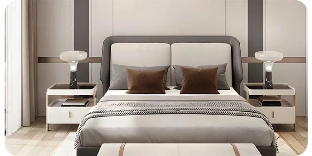 Elegant bedroom with modern design and decor