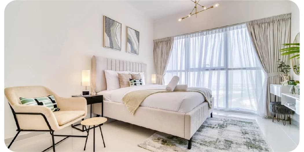 Beautiful luxury apartment with a view of the city skyline