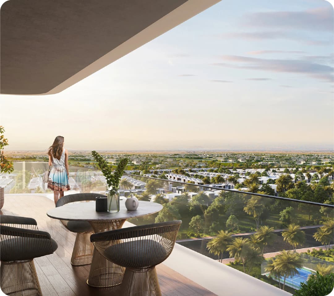 Bright poolside with recliners, palm trees, and lush views