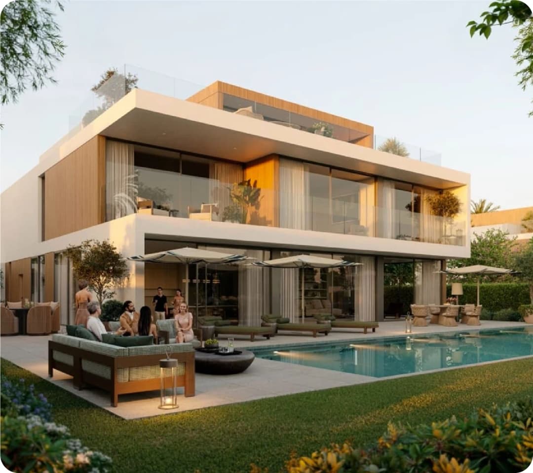 Stylish villa with outdoor seating area and pool
