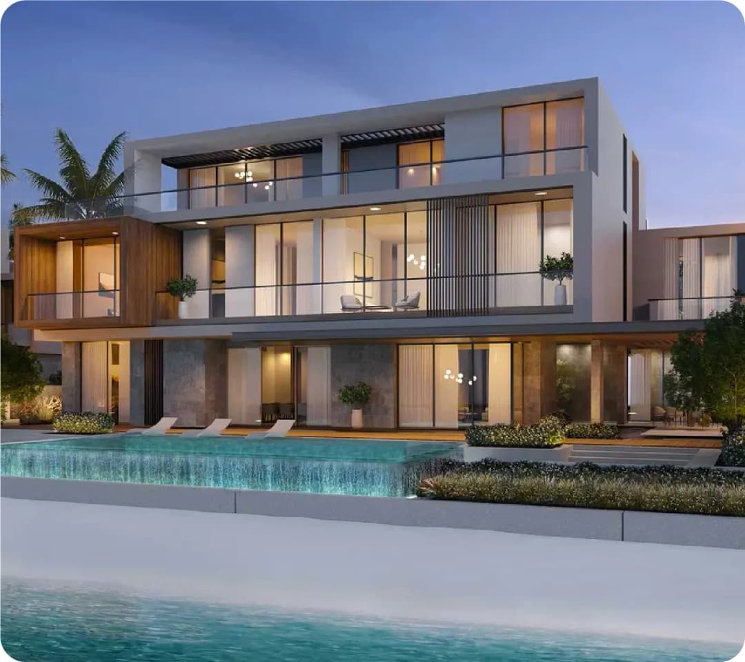 Luxury beachfront villa with infinity pool and lounge area