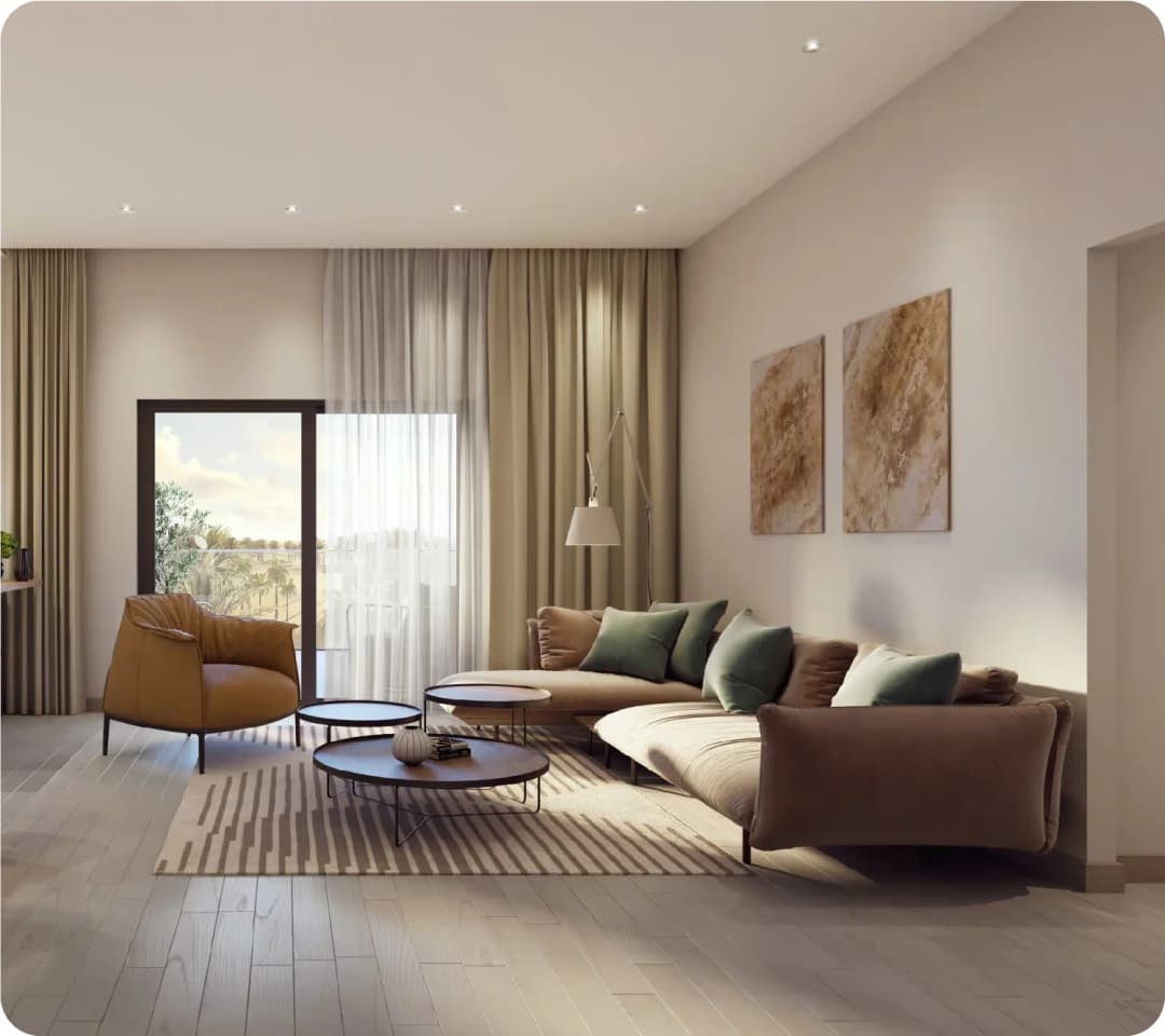 Modern apartment complex with greenery