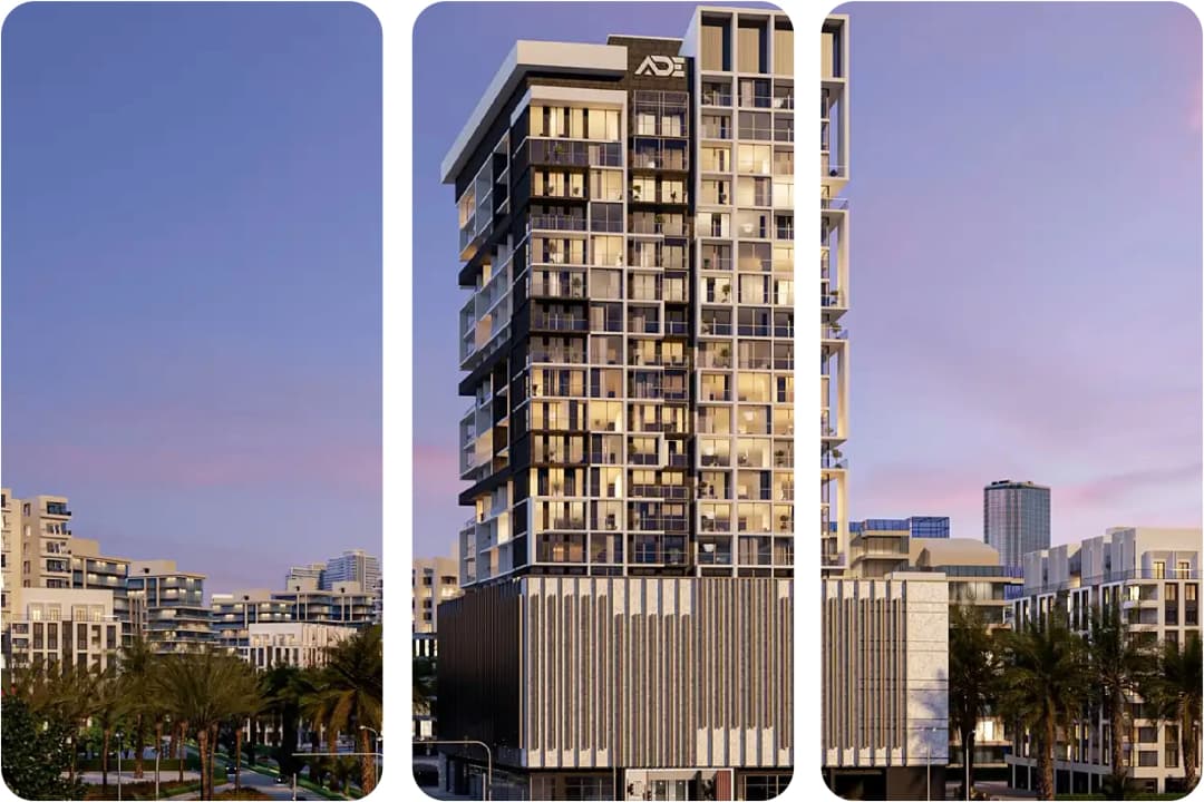 Luxury residential tower in Dubai with contemporary design and city views