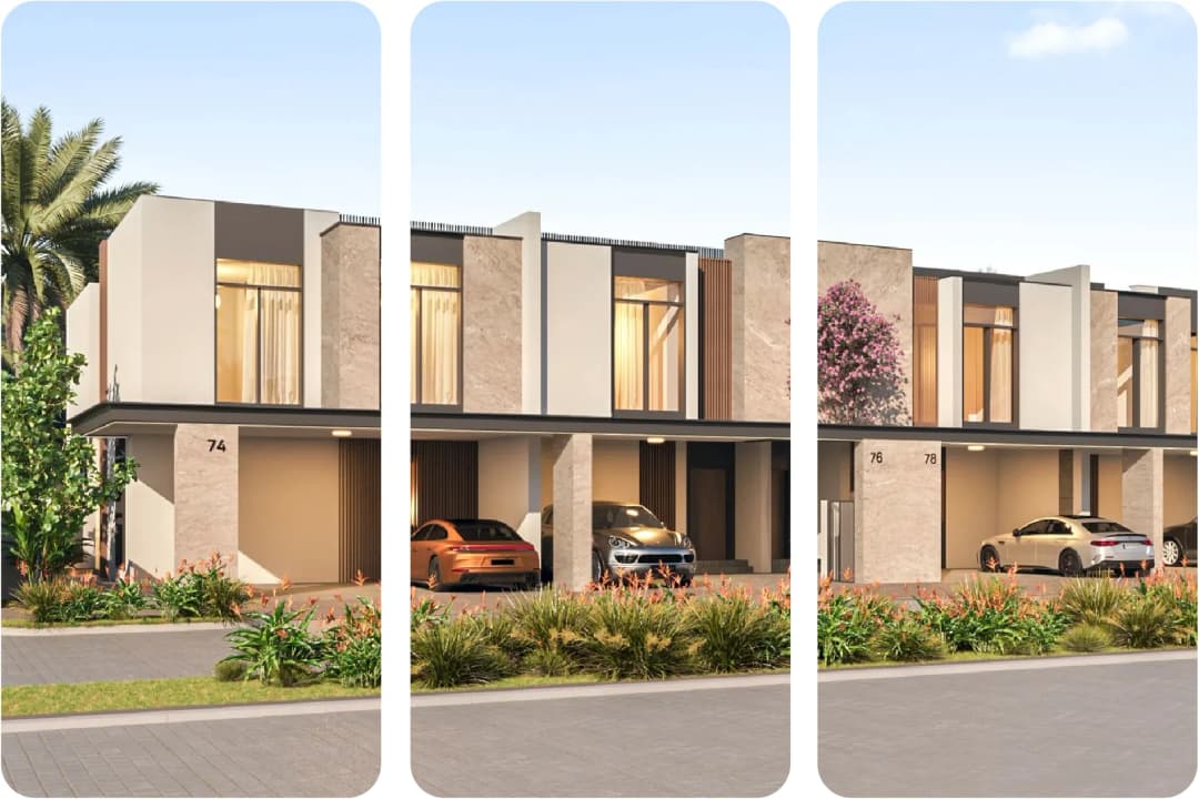 Modern villas with landscaped front yard