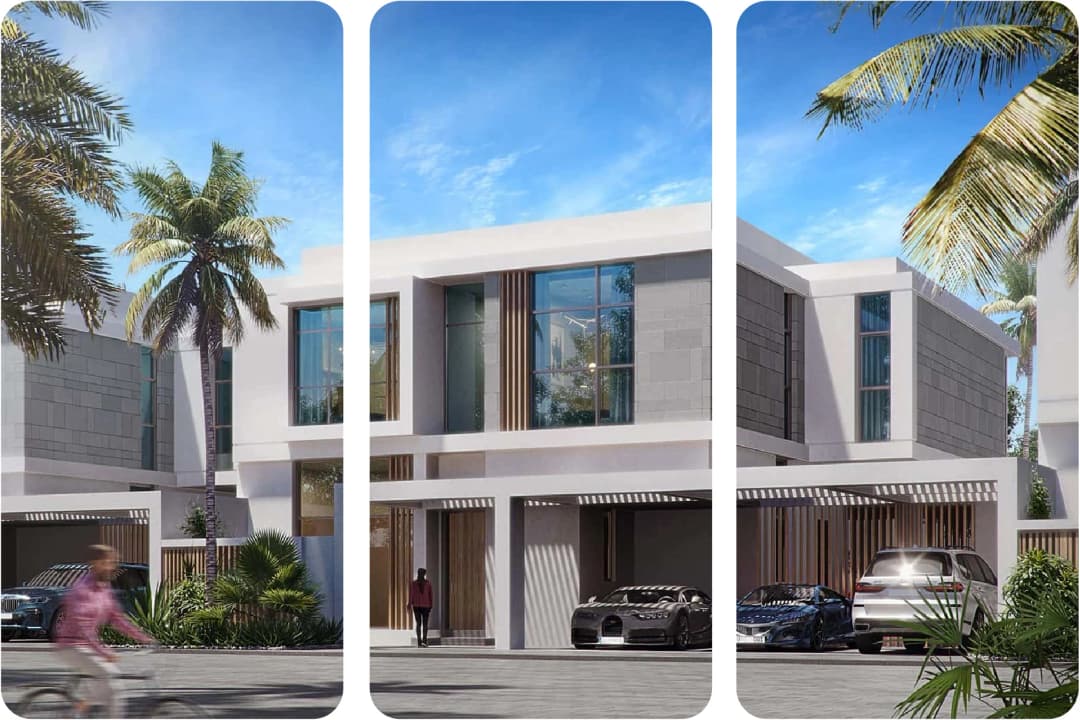 Luxury homes with sleek design and palm trees