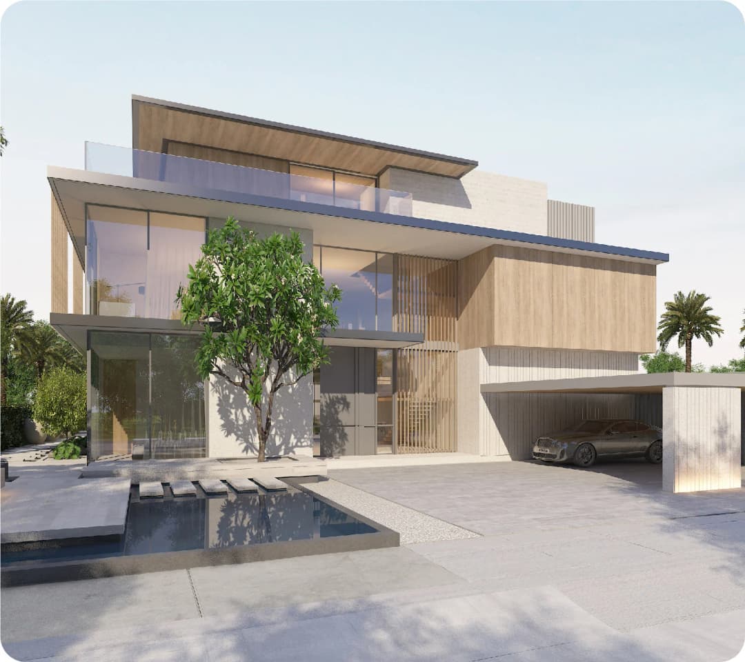 Modern luxury villa with sleek design and a serene pool