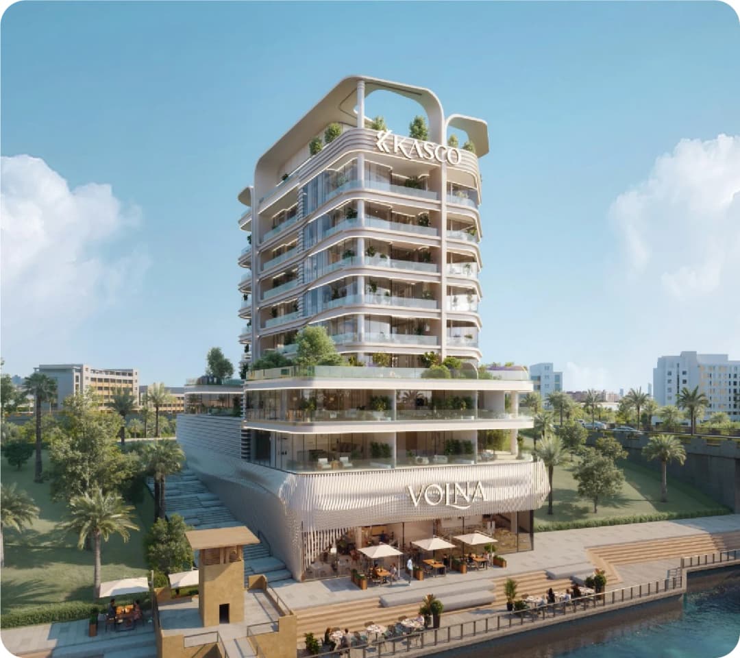 Modern high-rise with retail space