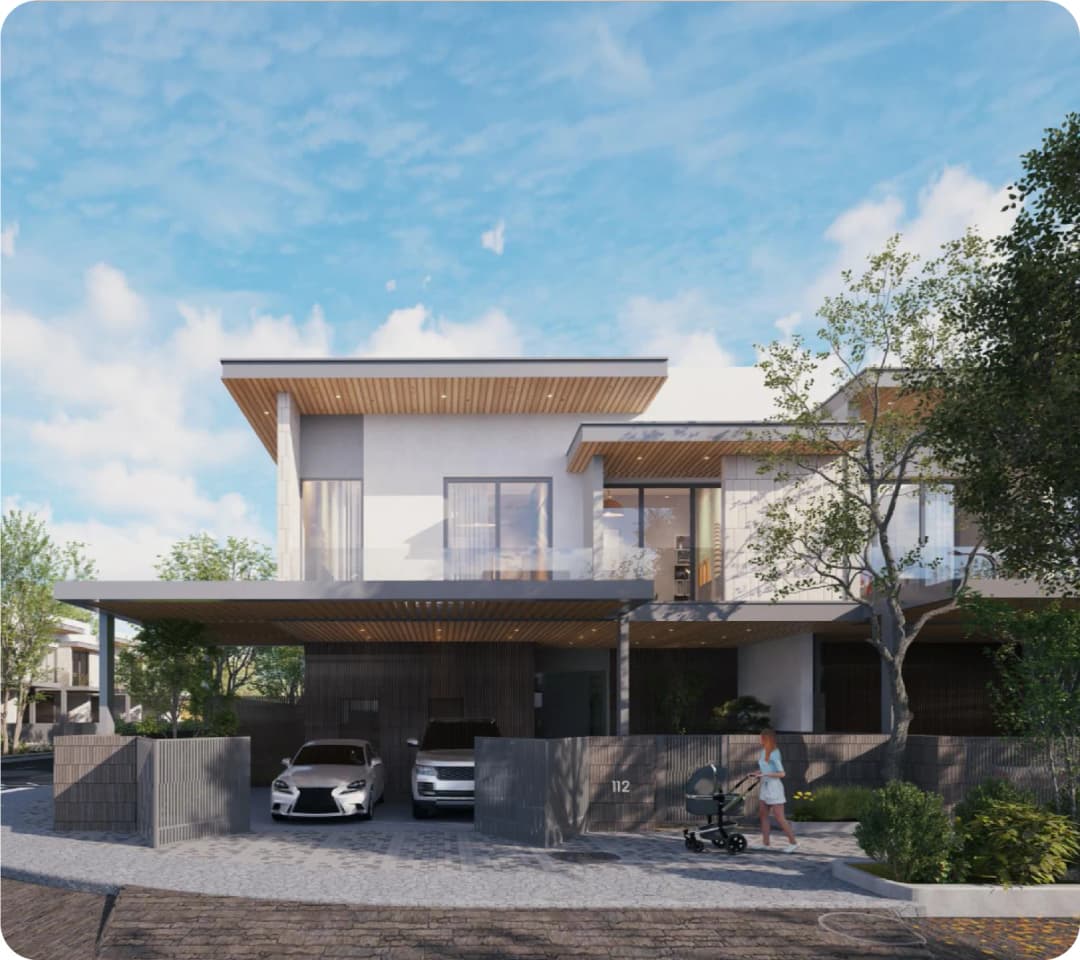 Modern estate home with sleek design and garage