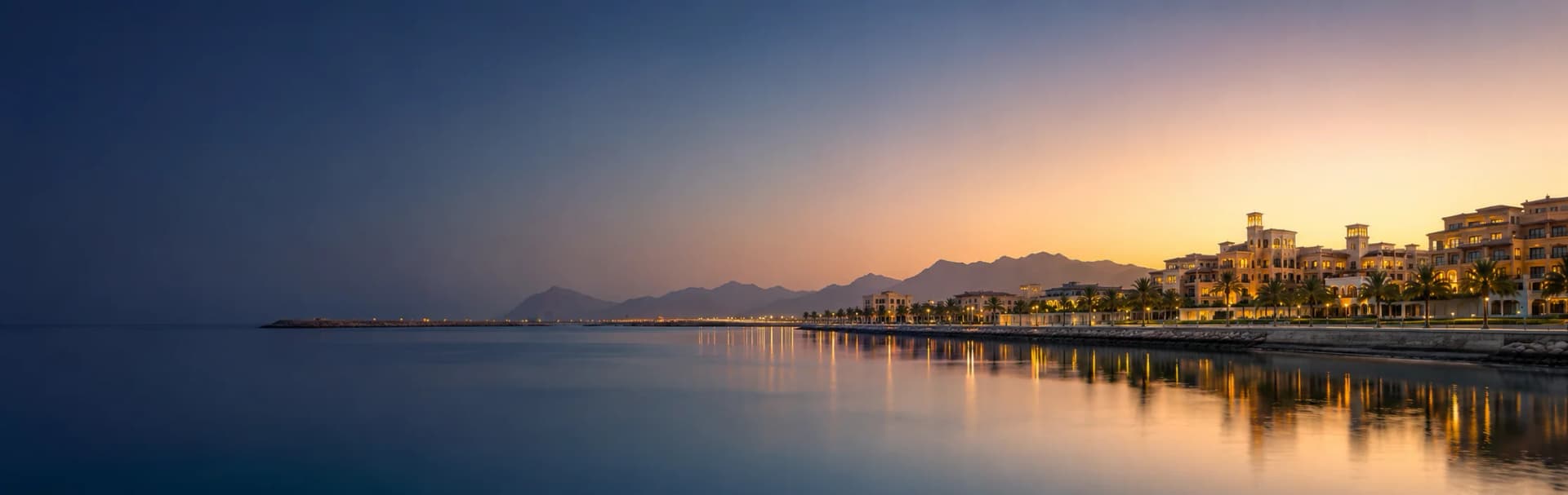 Ras Al Khaimah waterfront and mountains