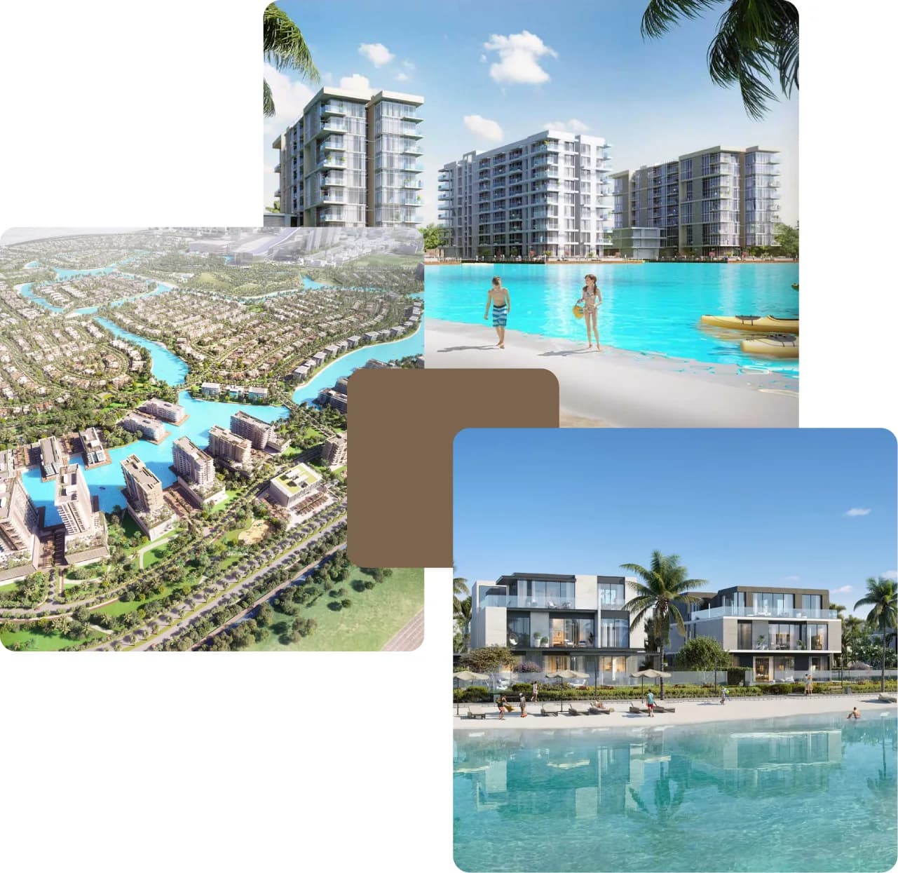 Dubai lagoon community with waterfront towers