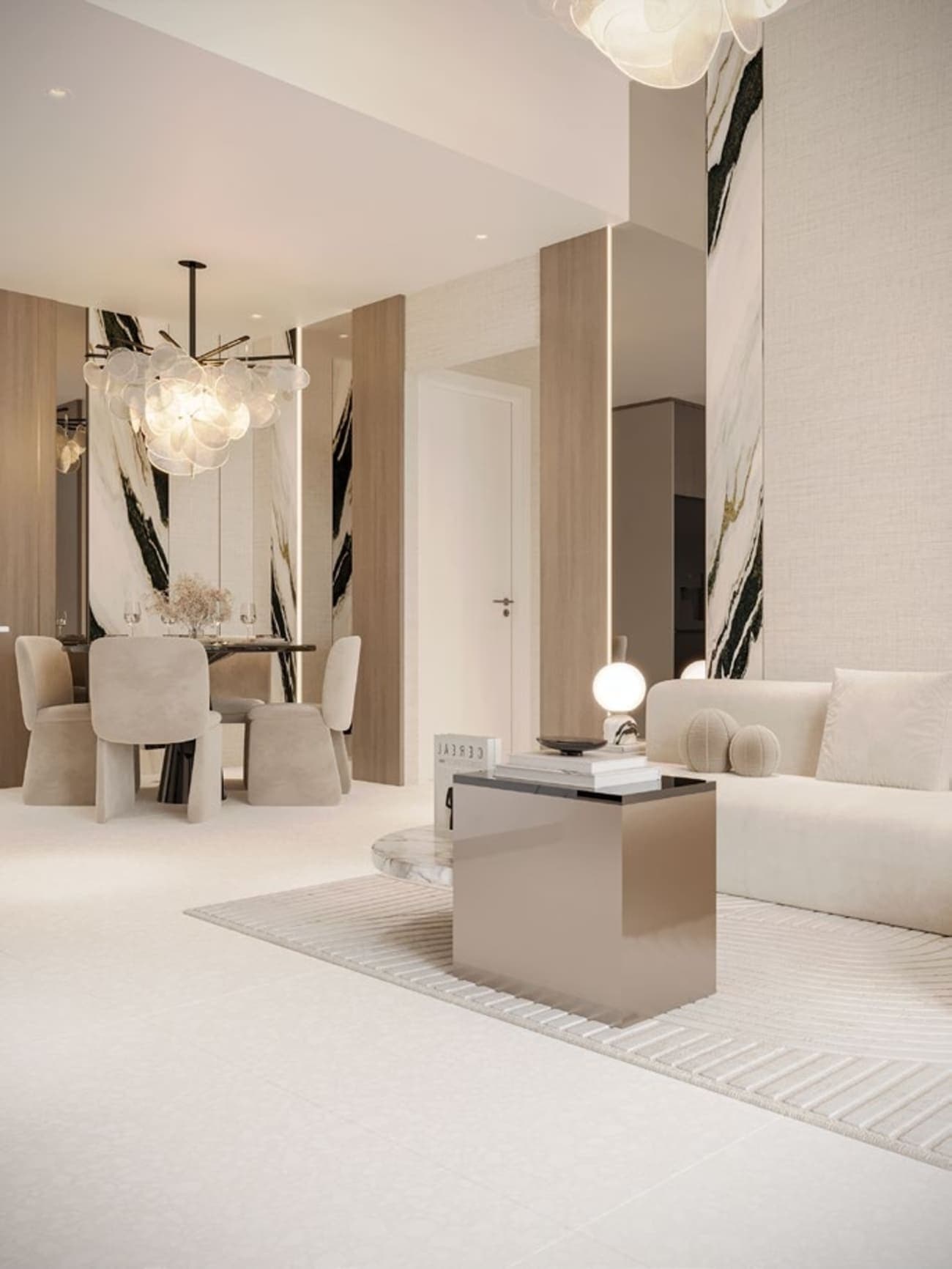 Luxurious bedroom with neutral tones and modern design