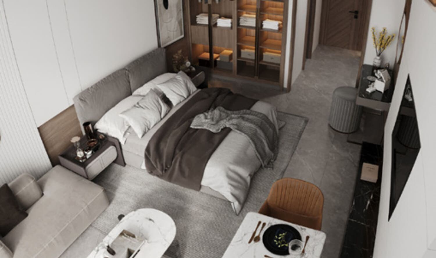 Sleek, modern bedroom with minimalistic décor and style
