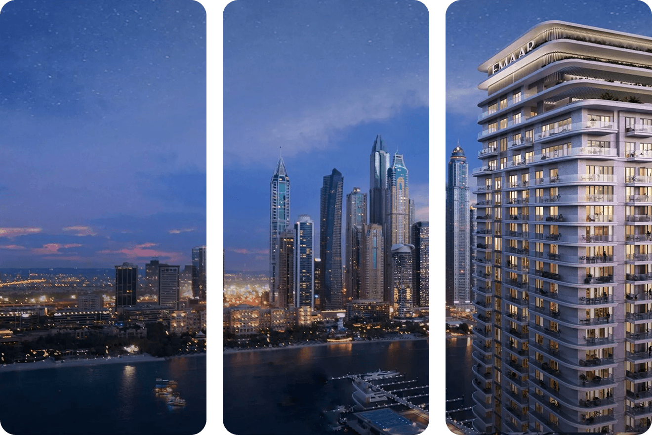 High-rise view of a vibrant city skyline in Dubai